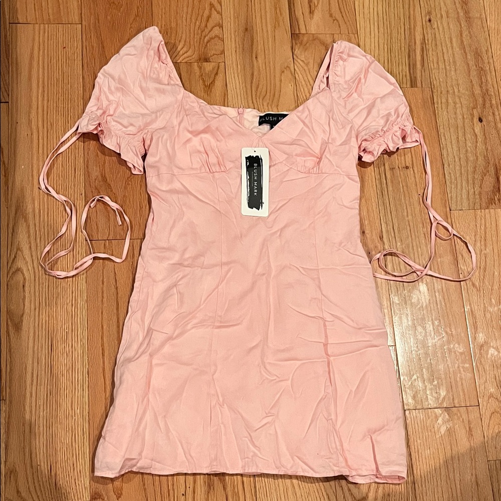 Blush Pink Puff Sleeve Dress